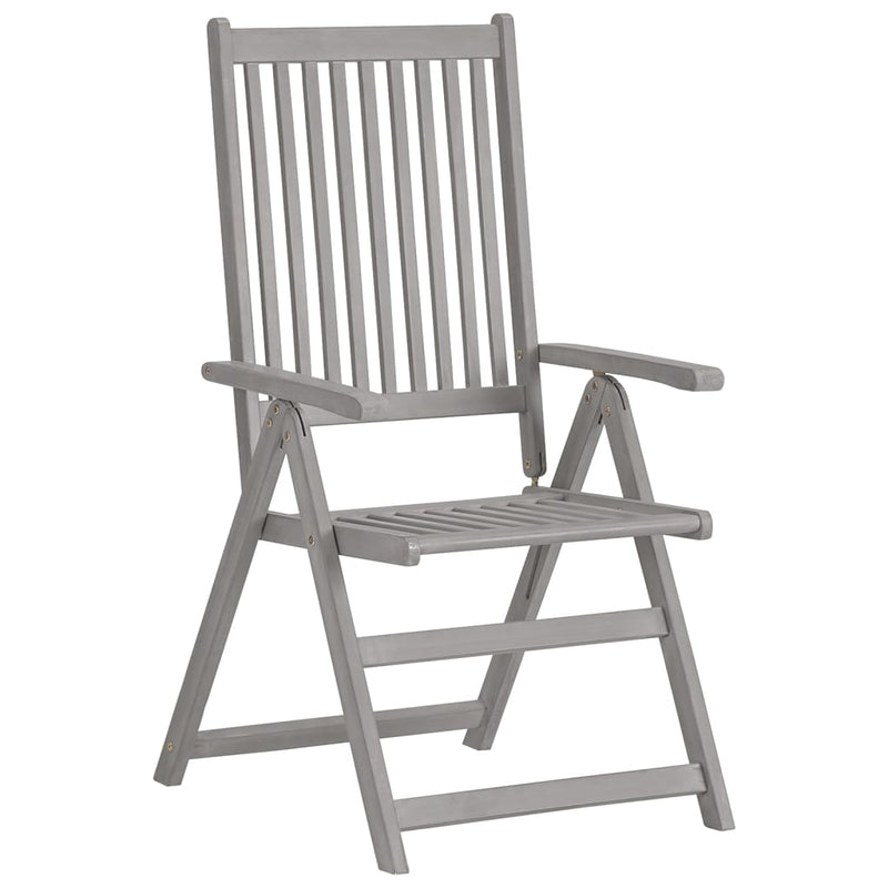 Patio Reclining Chairs 3 pcs Gray Solid Acacia Wood