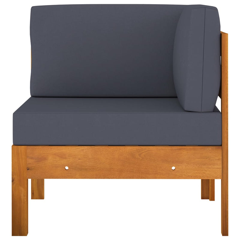 2 Piece Patio Lounge Set with Dark Gray Cushions Acacia Wood