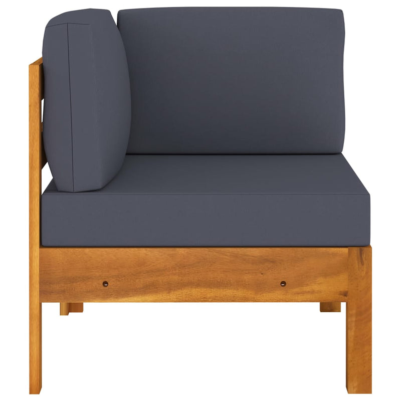 2 Piece Patio Lounge Set with Dark Gray Cushions Acacia Wood