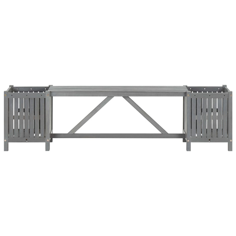 Patio Bench with 2 Planters 59.1" Solid Acacia Wood Gray