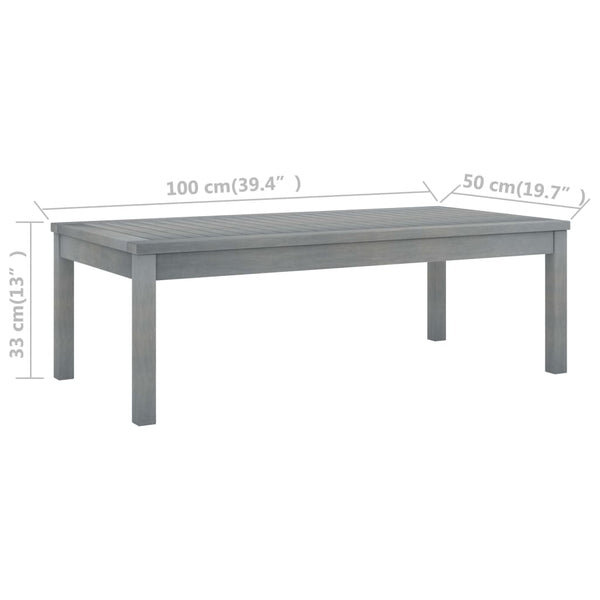 Coffee Table 39.4"x19.7"x13" Gray Solid Acacia Wood