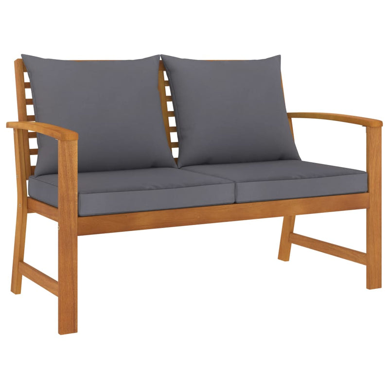 Patio Bench 47.2" with Dark Gray Cushion Solid Acacia Wood