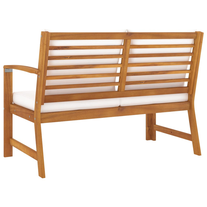 Patio Bench 45.1" with Cream Cushion Solid Acacia Wood