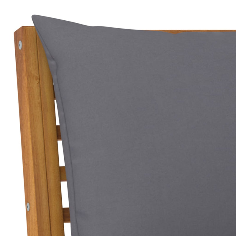 Patio Bench 45.1" with Dark Gray Cushion Solid Acacia Wood