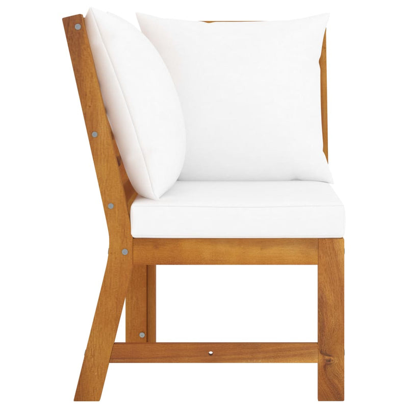 Sectional Corner Sofa with Cream Cushion Solid Acacia Wood