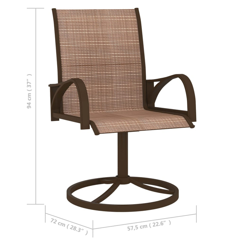 Patio Swivel Chairs 2 pcs Textilene and Steel Brown