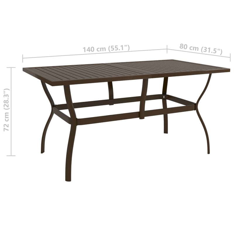 Patio Table Brown 55.1"x31.5"x28.3" Steel