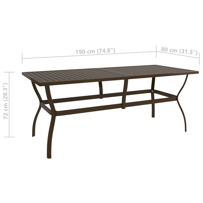 Patio Table Brown 74.8"x31.5"x28.3" Steel