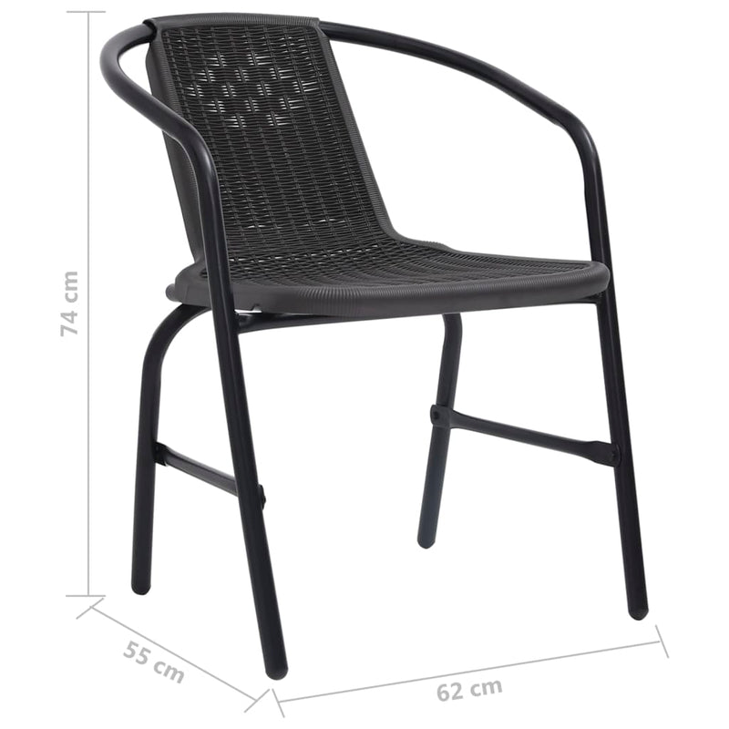 Patio Chairs 4 pcs Plastic Rattan and Steel 242.5 lb