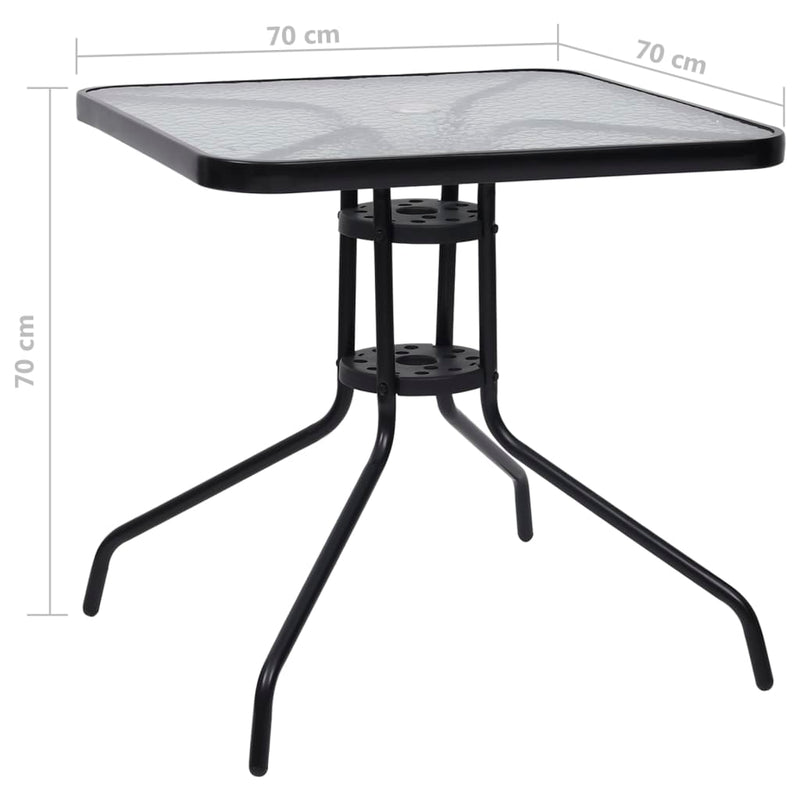 Patio Table Black 27.6"x27.6"x27.6" Steel