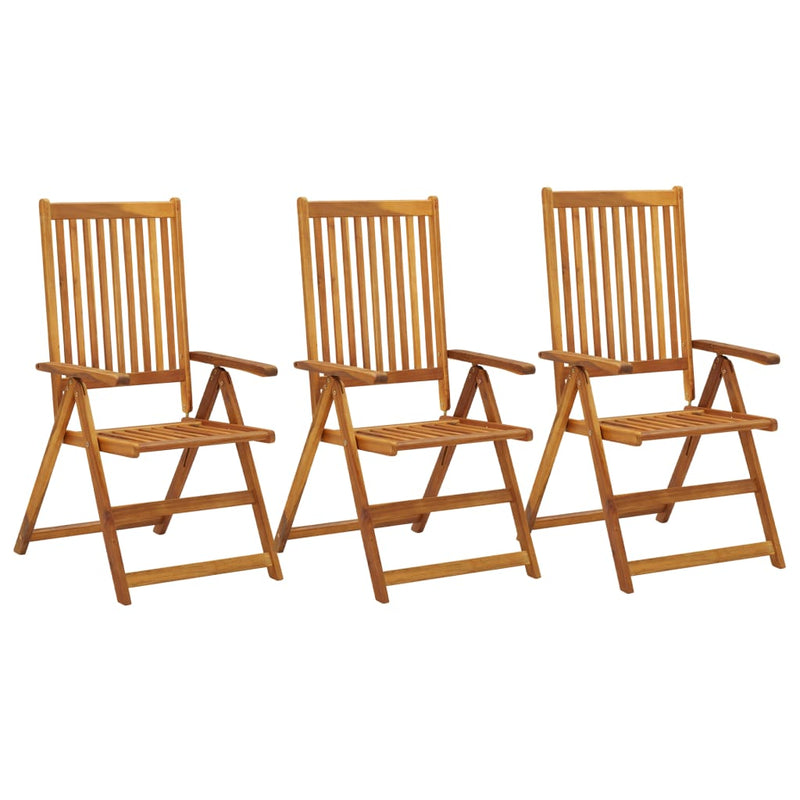 Patio Reclining Chairs 3 pcs Solid Acacia Wood