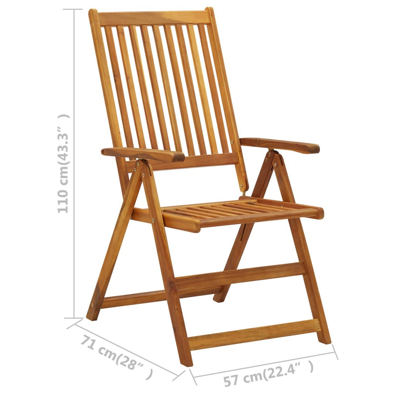 Patio Reclining Chairs 3 pcs Solid Acacia Wood