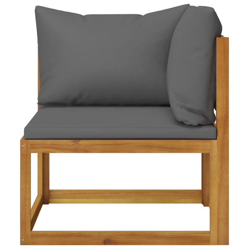 2 Piece Sofa Set with Dark Gray Cushions Solid Acacia Wood