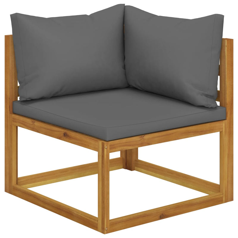 2 Piece Sofa Set with Dark Gray Cushions Solid Acacia Wood