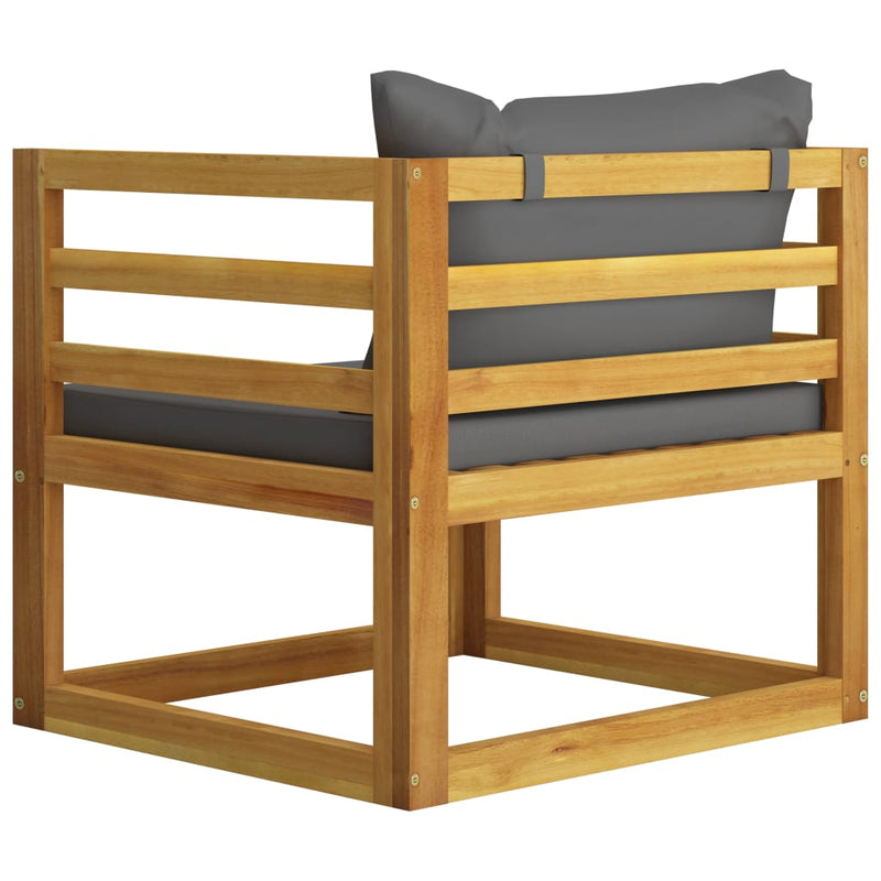 Patio Chair with Dark Gray Cushions Solid Acacia Wood