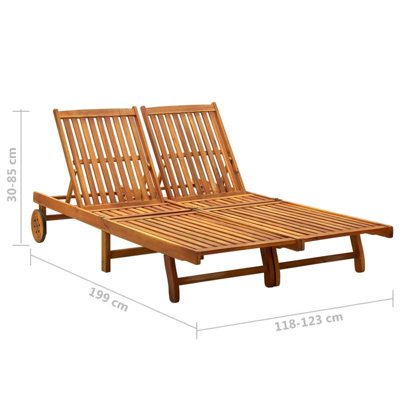 2-Person Sun Lounger Solid Acacia Wood