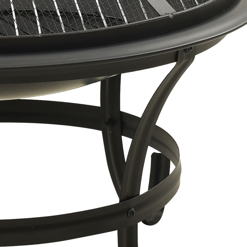 2-in-1 Fire Pit and BBQ with Poker 22"x22"x19.3" Steel
