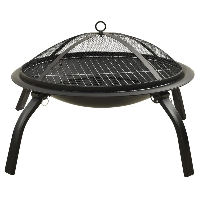 2-in-1 Fire Pit and BBQ with Poker 22"x22"x19.3" Steel