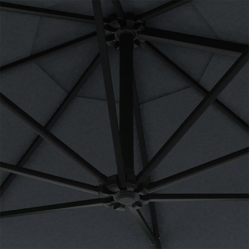 Wall-mounted Parasol with LEDs and Metal Pole 118.1" Anthracite