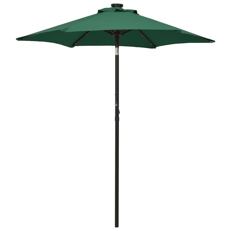 Parasol with LED Lights Green 78.7"x83.1" Aluminum