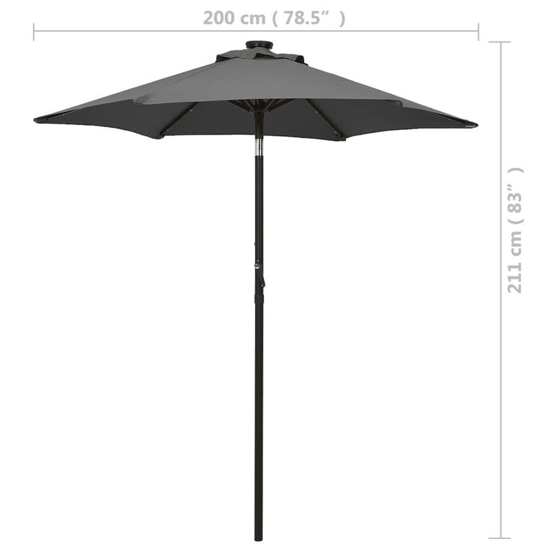 Parasol with LED Lights Anthracite 78.7"x83.1" Aluminum