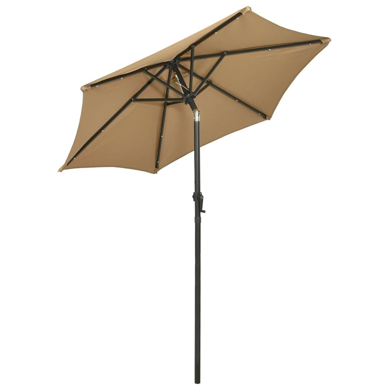 Parasol with LED Lights Taupe 78.7"x83.1" Aluminum