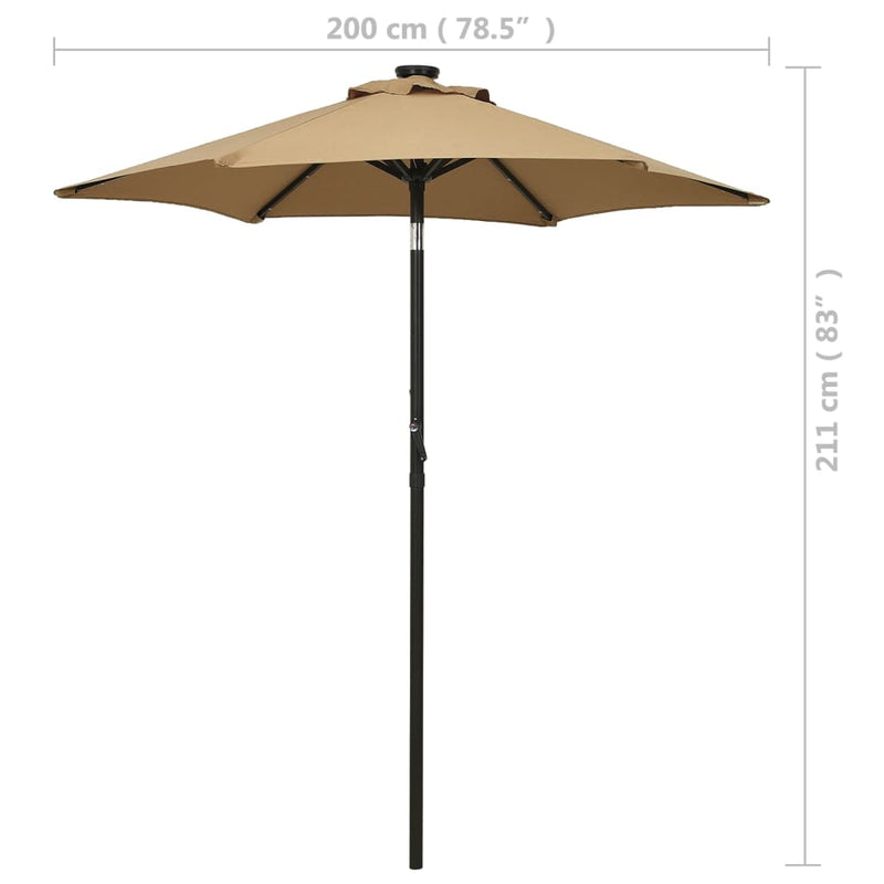 Parasol with LED Lights Taupe 78.7"x83.1" Aluminum