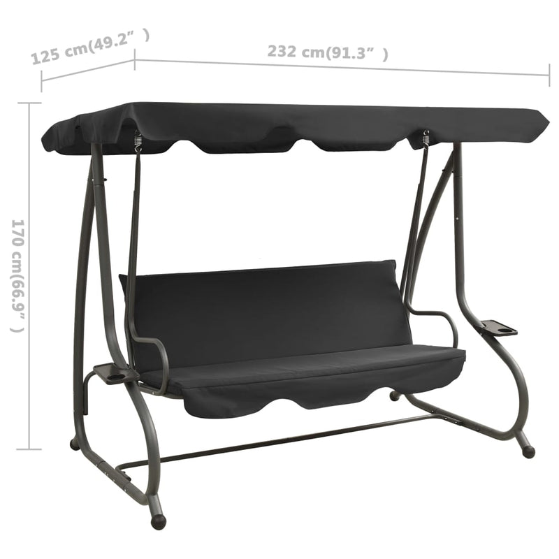 Outdoor Swing Bench with Canopy Anthracite