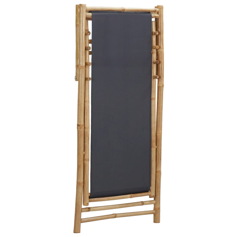 Deck Chair Bamboo and Canvas Dark Gray