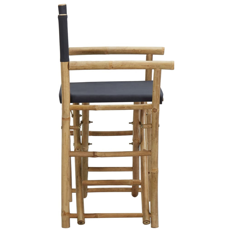 Folding Director's Chairs 2 pcs Dark Gray Bamboo and Fabric