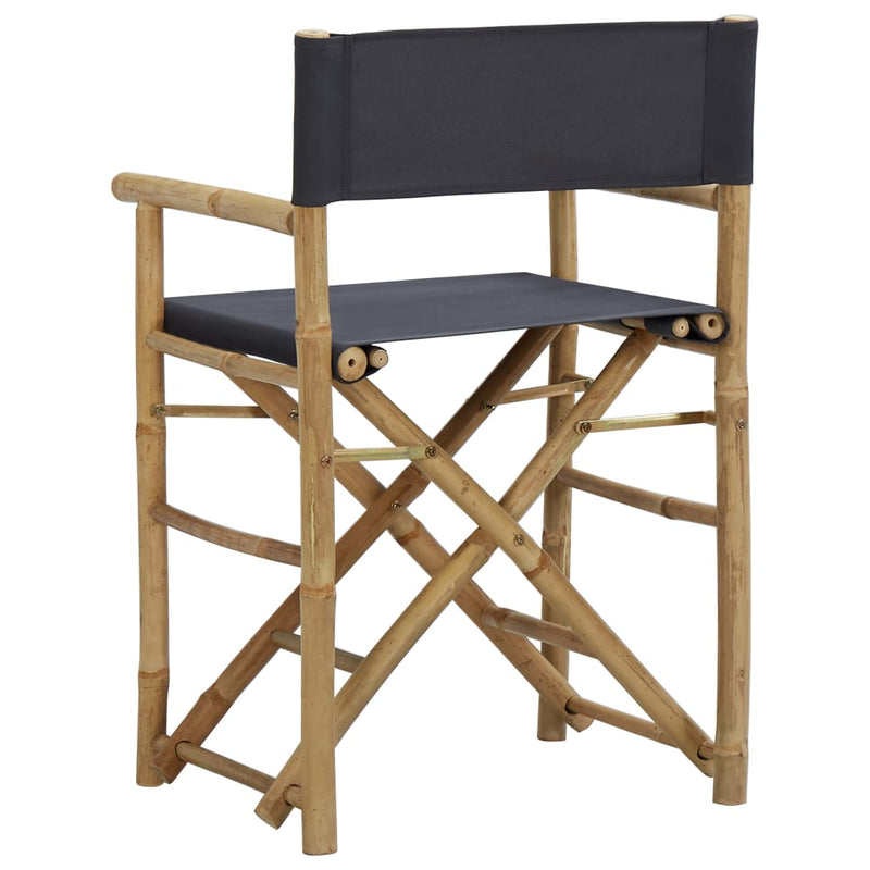 Folding Director's Chairs 2 pcs Dark Gray Bamboo and Fabric