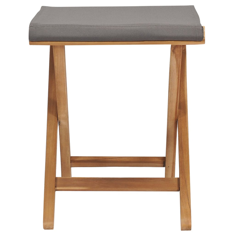 Folding Chairs 2 pcs Solid Teak Wood and Fabric Dark Gray