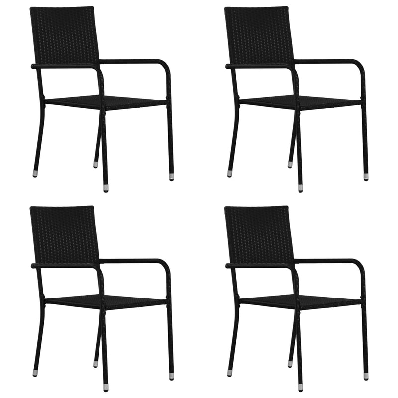 Patio Dining Chairs 4 pcs Poly Rattan Black