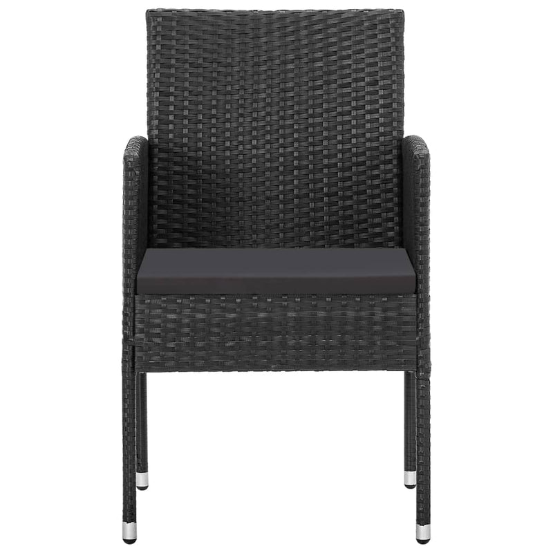 Patio Chairs 2 pcs Poly Rattan Black