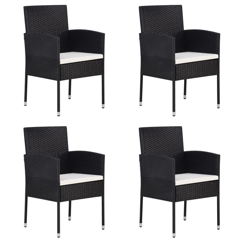 Patio Chairs 4 pcs Poly Rattan Black