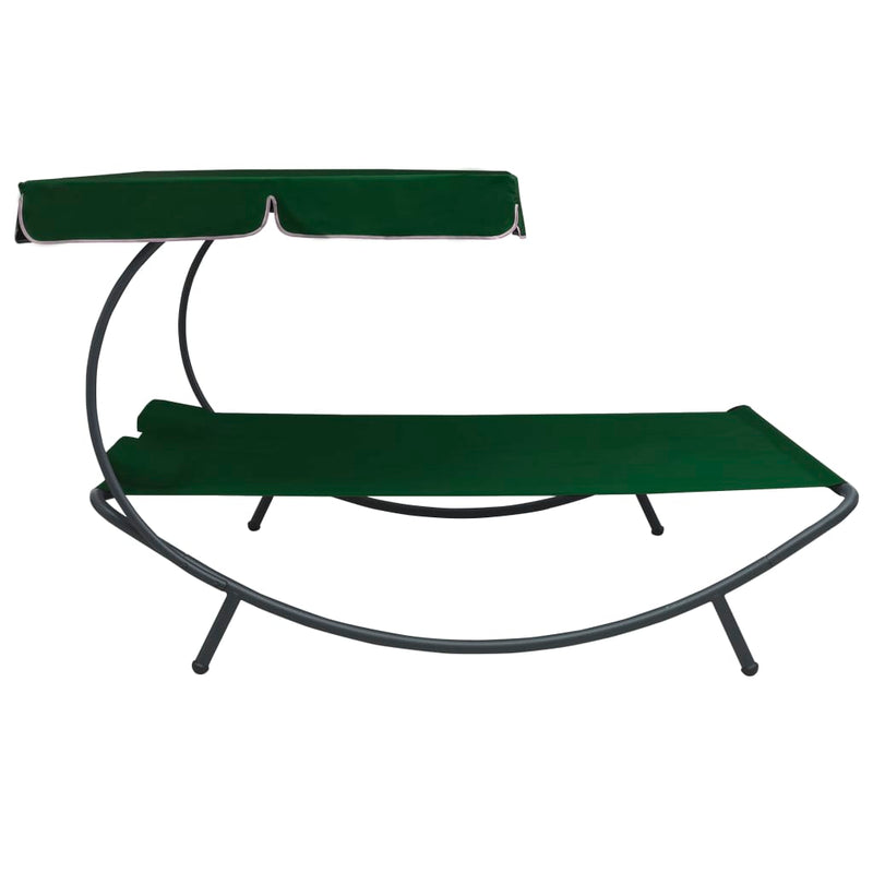 Patio Lounge Bed with Canopy and Pillows Green