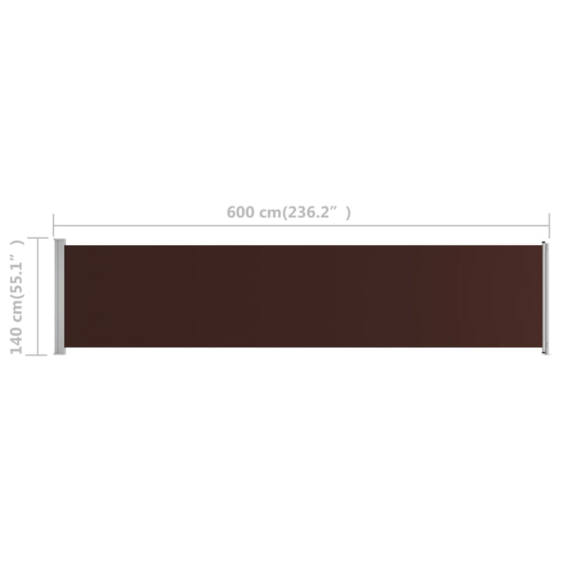 Patio Retractable Side Awning 55.1"x236.2" Brown