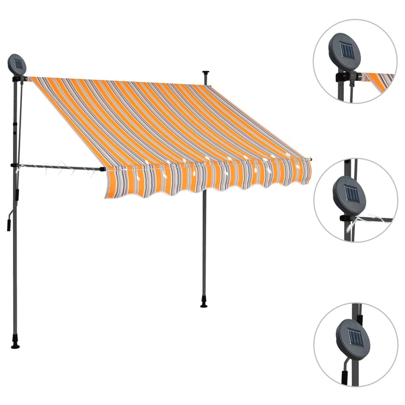 Manual Retractable Awning with LED 59.1" Yellow and Blue