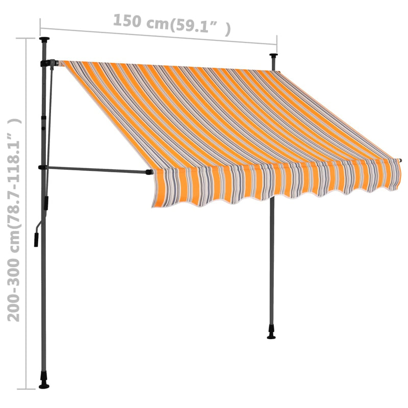 Manual Retractable Awning with LED 59.1" Yellow and Blue