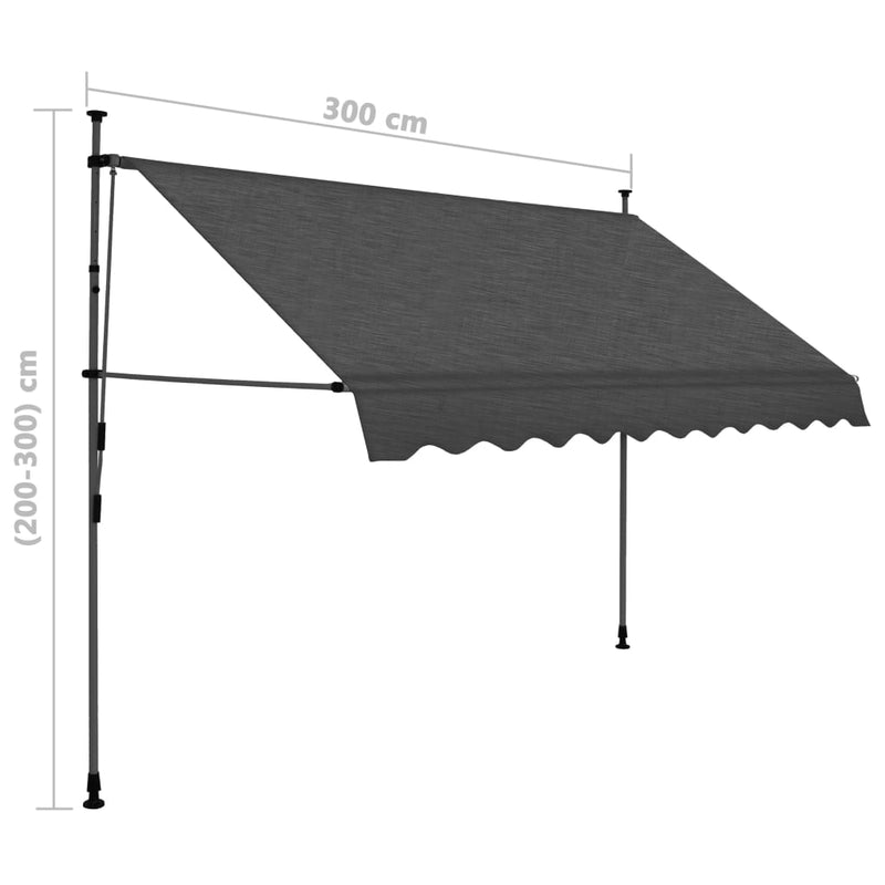 Manual Retractable Awning with LED 118.1" Anthracite