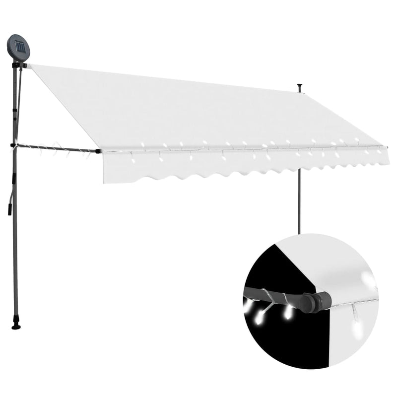 Manual Retractable Awning with LED 137.8" Cream