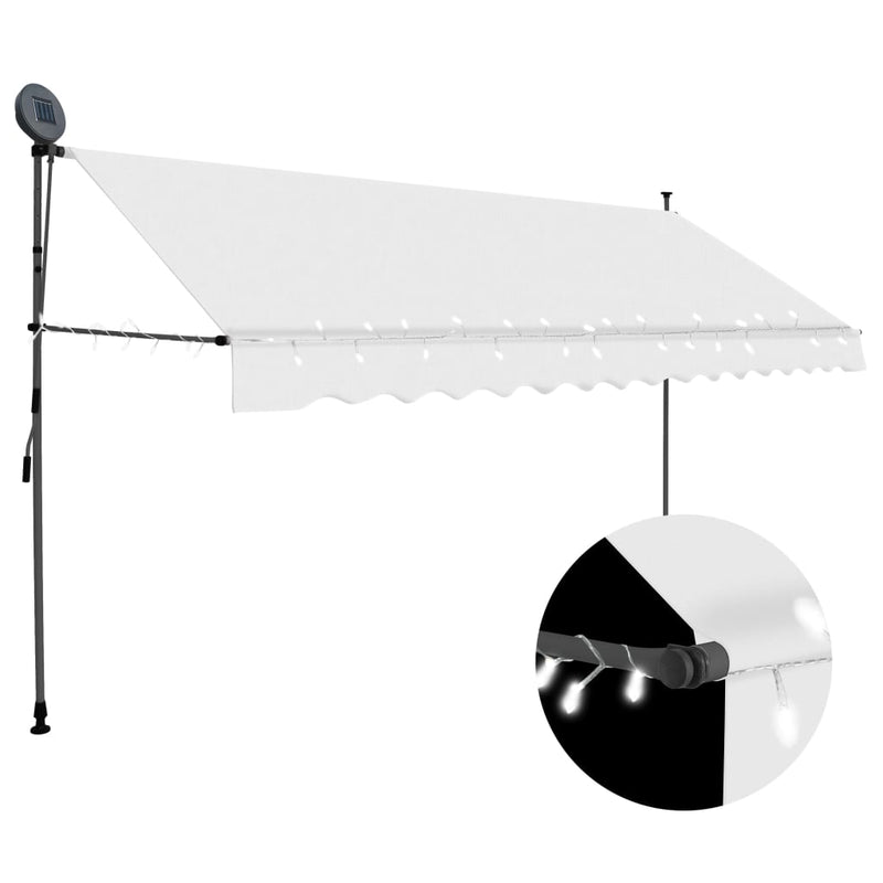 Manual Retractable Awning with LED 157.5" Cream