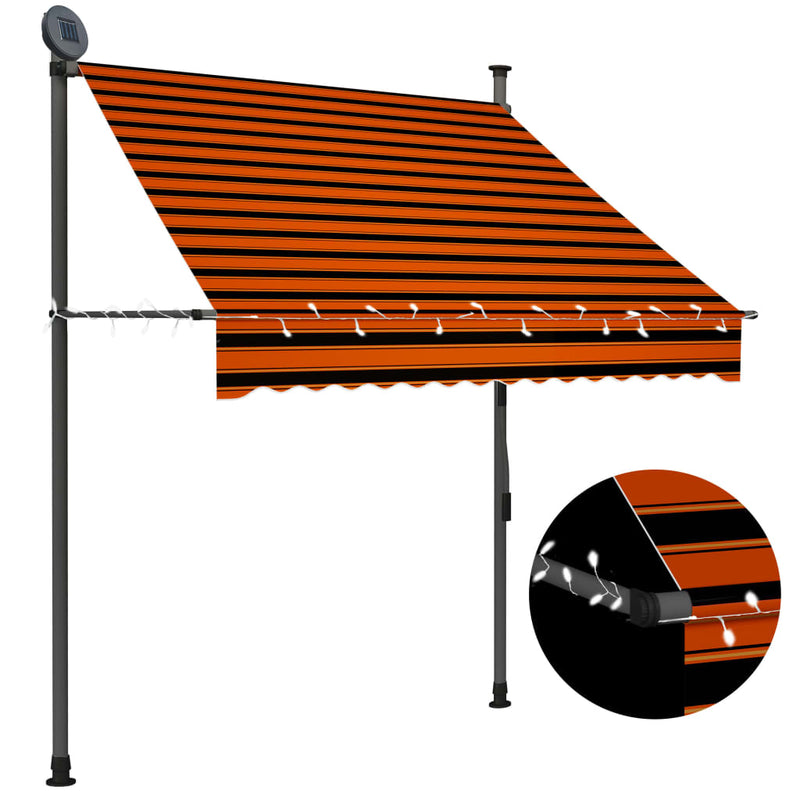 Manual Retractable Awning with LED 59.1" Orange and Brown