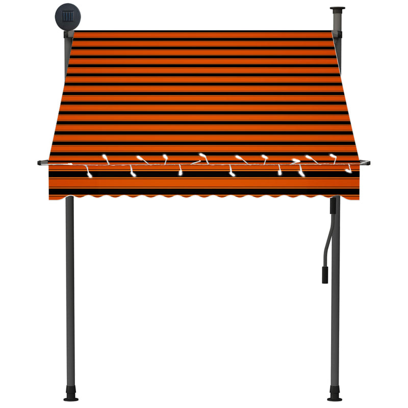 Manual Retractable Awning with LED 59.1" Orange and Brown
