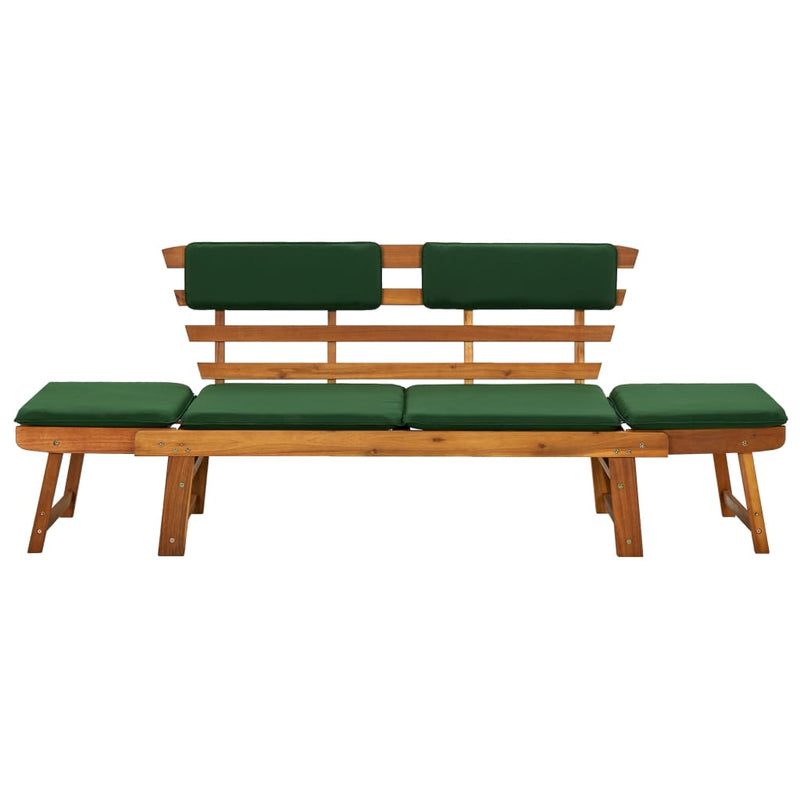 Patio Bench with Cushions 2-in-1 74.8" Solid Acacia Wood