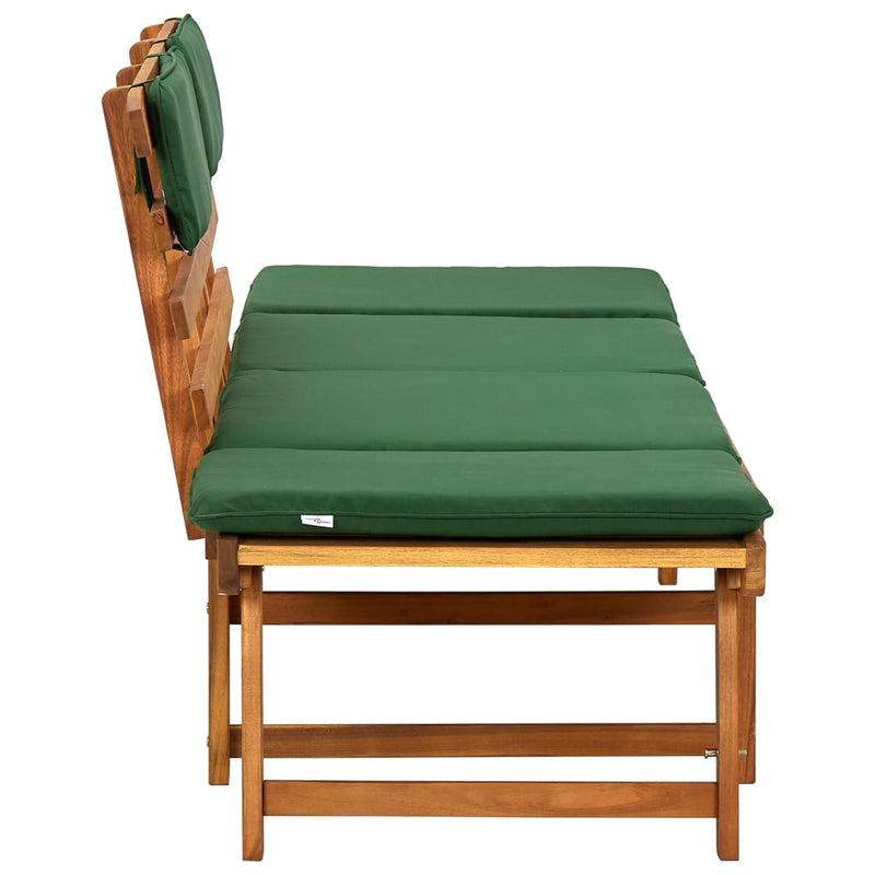 Patio Bench with Cushions 2-in-1 74.8" Solid Acacia Wood