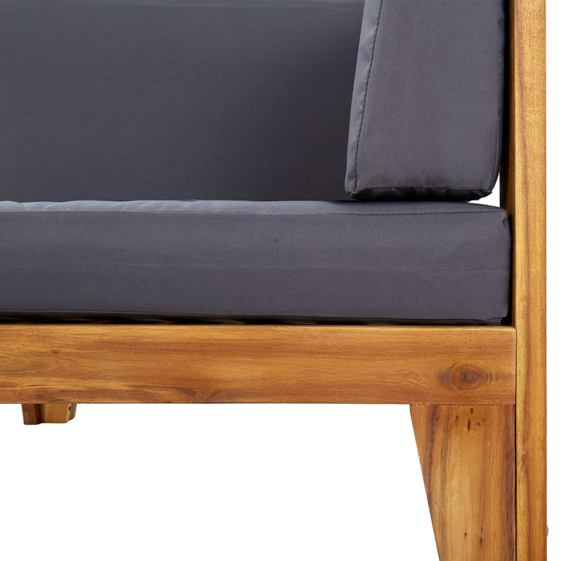 Sectional Corner Sofa and Dark Gray Cushions Solid Acacia Wood