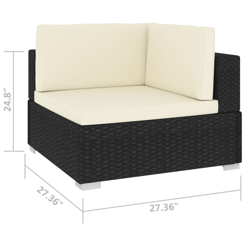 2 Piece Patio Sofa Set with Cushions Poly Rattan Black