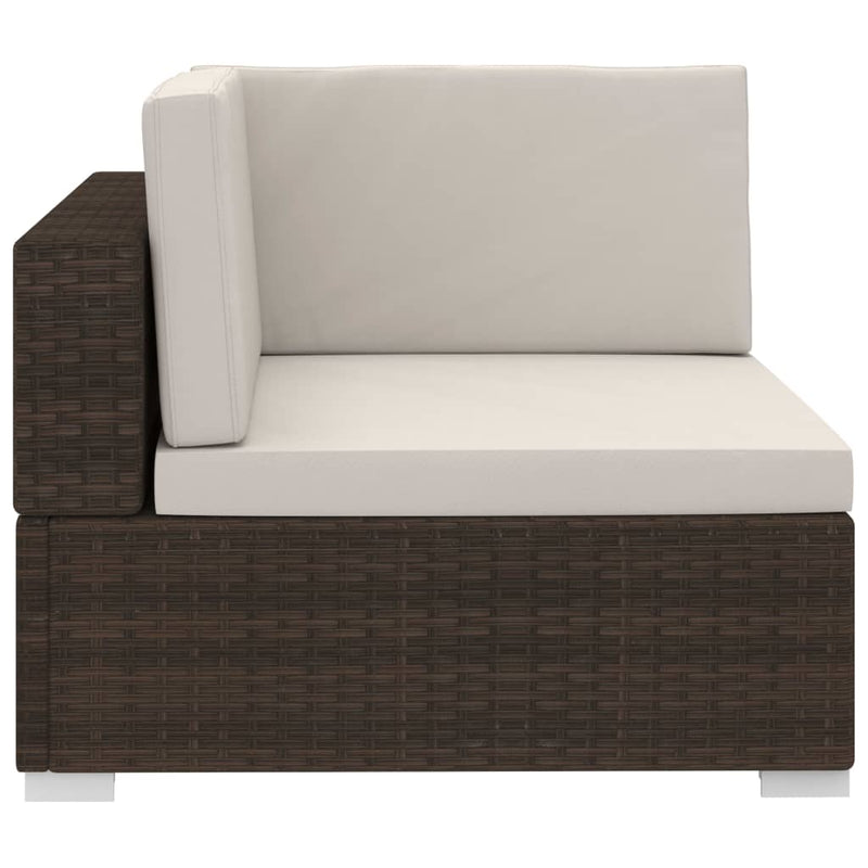 4 Piece Patio Sofa Set with Cushions Poly Rattan Brown