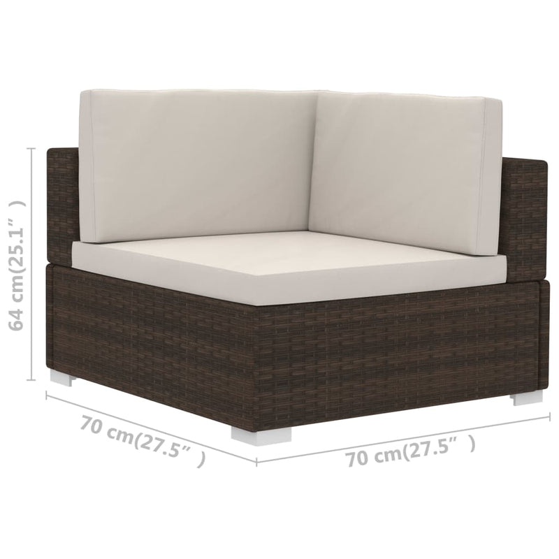 4 Piece Patio Sofa Set with Cushions Poly Rattan Brown